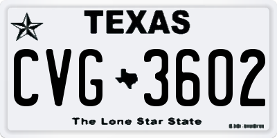 TX license plate CVG3602