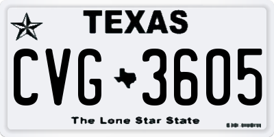 TX license plate CVG3605