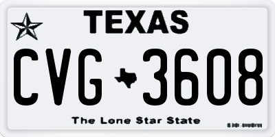 TX license plate CVG3608