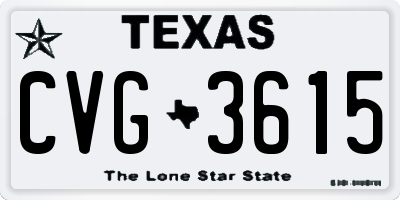 TX license plate CVG3615