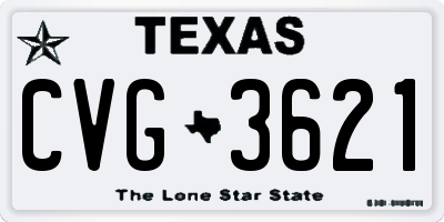 TX license plate CVG3621