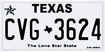 TX license plate CVG3624