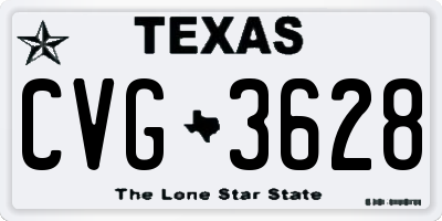 TX license plate CVG3628