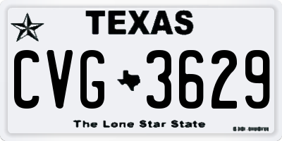TX license plate CVG3629