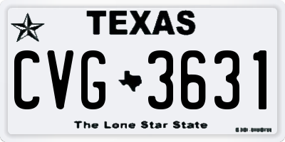 TX license plate CVG3631