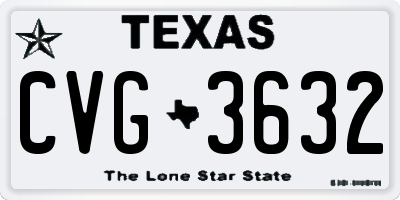 TX license plate CVG3632