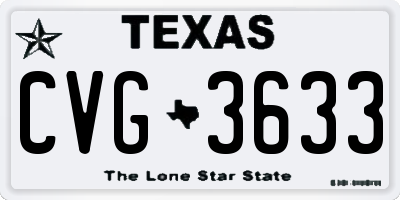 TX license plate CVG3633
