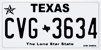 TX license plate CVG3634