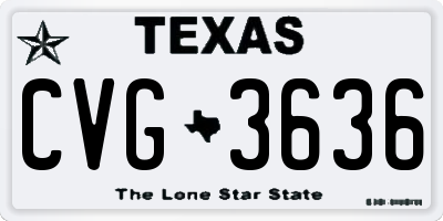 TX license plate CVG3636