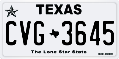 TX license plate CVG3645