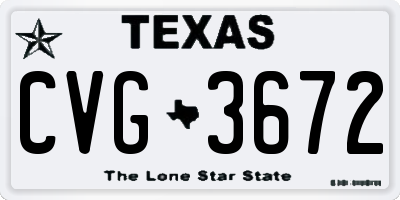 TX license plate CVG3672