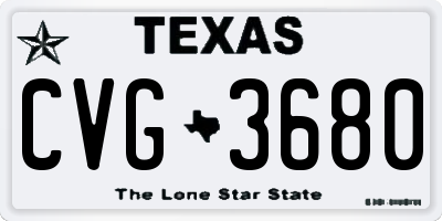TX license plate CVG3680