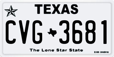 TX license plate CVG3681