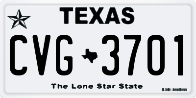 TX license plate CVG3701