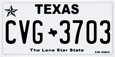 TX license plate CVG3703