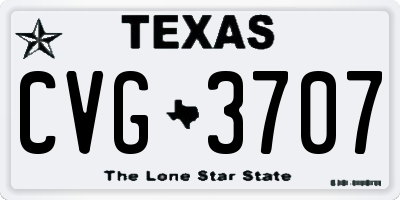 TX license plate CVG3707