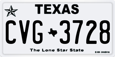 TX license plate CVG3728