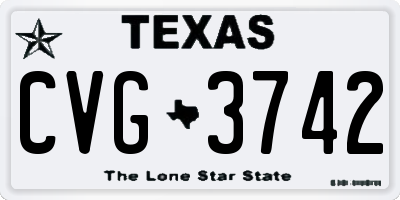 TX license plate CVG3742
