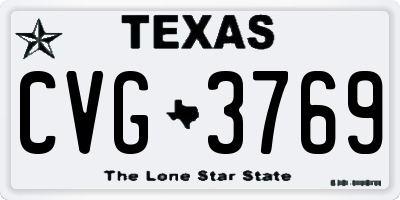 TX license plate CVG3769