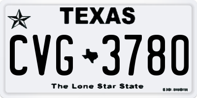 TX license plate CVG3780