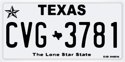 TX license plate CVG3781