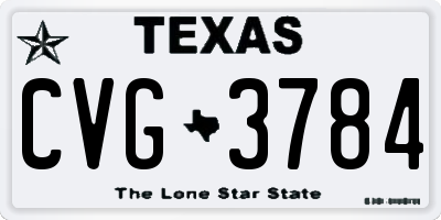 TX license plate CVG3784