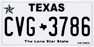 TX license plate CVG3786