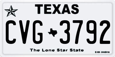 TX license plate CVG3792