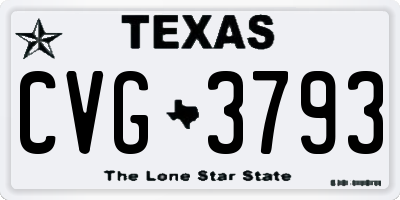 TX license plate CVG3793