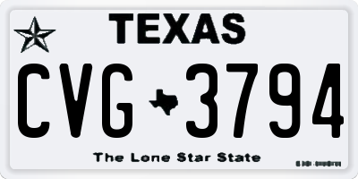 TX license plate CVG3794