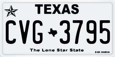 TX license plate CVG3795