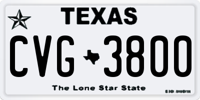 TX license plate CVG3800