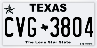 TX license plate CVG3804