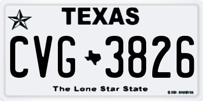 TX license plate CVG3826