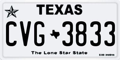 TX license plate CVG3833