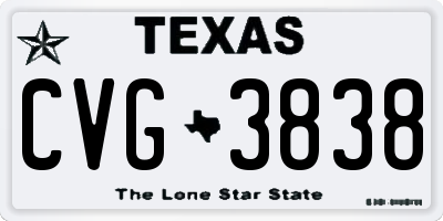 TX license plate CVG3838
