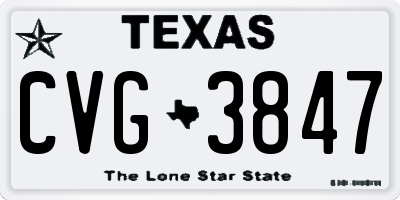 TX license plate CVG3847