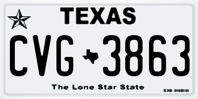 TX license plate CVG3863