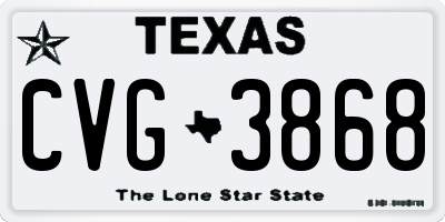 TX license plate CVG3868