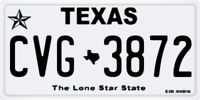 TX license plate CVG3872