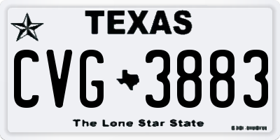 TX license plate CVG3883