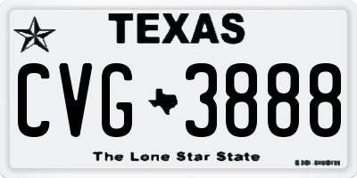 TX license plate CVG3888