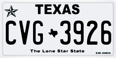 TX license plate CVG3926