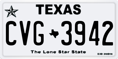 TX license plate CVG3942