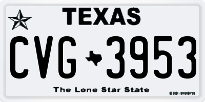 TX license plate CVG3953