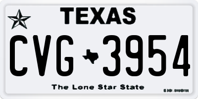 TX license plate CVG3954