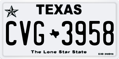 TX license plate CVG3958