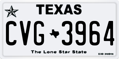 TX license plate CVG3964