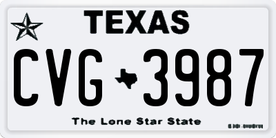 TX license plate CVG3987