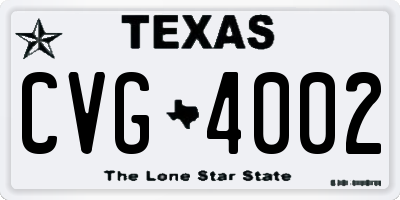 TX license plate CVG4002